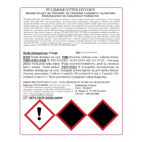 Płyn do prania tapicerki z aktywnym tlenem w koncentracie PULIMOQUETTES OXYGEN 4,5 l