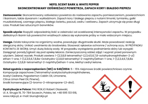 Skoncentrowany odświeżacz do pomieszczeń i tkanin NEFÉL SCENT BARK AND WHITE PEPPER 480ml Interchem Italia