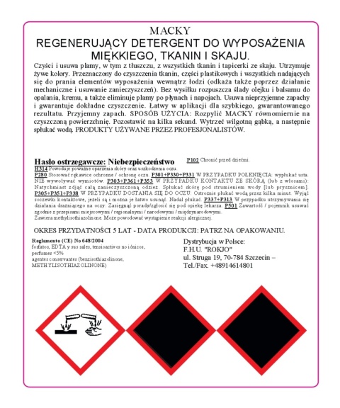 Środek do czyszczenia wyposażenia miękkiego, tapicerek z tkaniny i skaju MACKY 750 ml