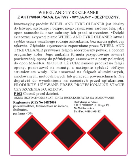 Środek do czyszczenie felg i opon WHEEL AND TYRE CLEANER 4,5 l