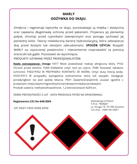 Środek do pielęgnacji i regeneracji tapicerki ze skaju MARLY 500 ml