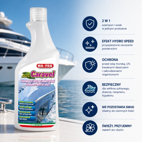 Szampon z woskiem do mycia łodzi CARAVEL 750 ml